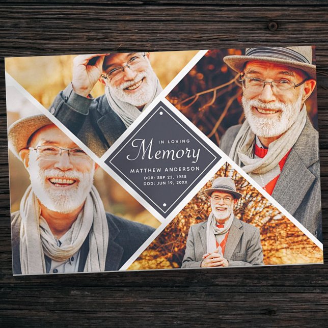 In Love Memory Modern Multi Foto Dankeskarte (Von Creator hochgeladen)