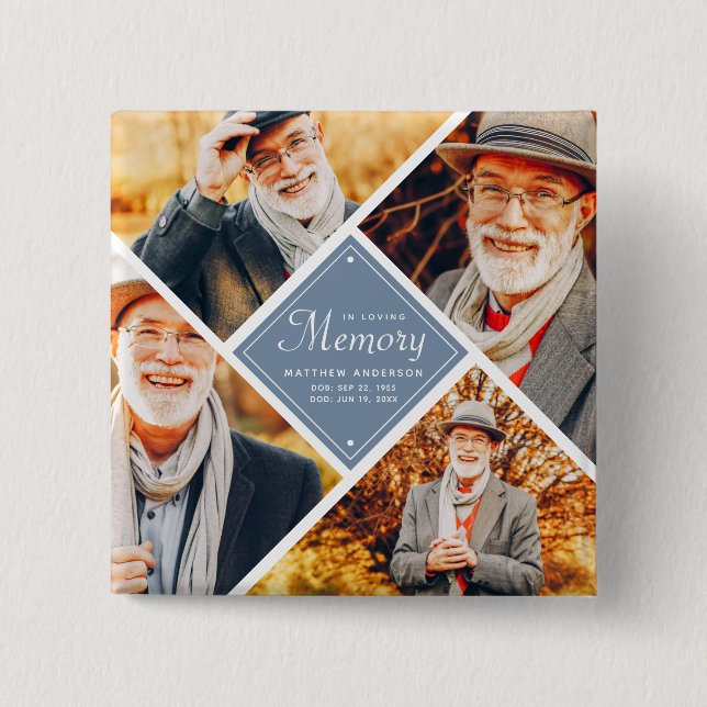 In Love Memory Modern Multi Foto Template Button (Vorderseite)