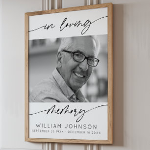 In Love Memory Modern Script Foto Beerdigung Poster