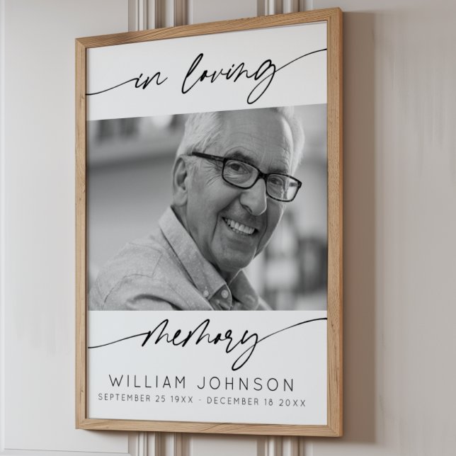 In Love Memory Modern Script Foto Beerdigung Poster (Von Creator hochgeladen)