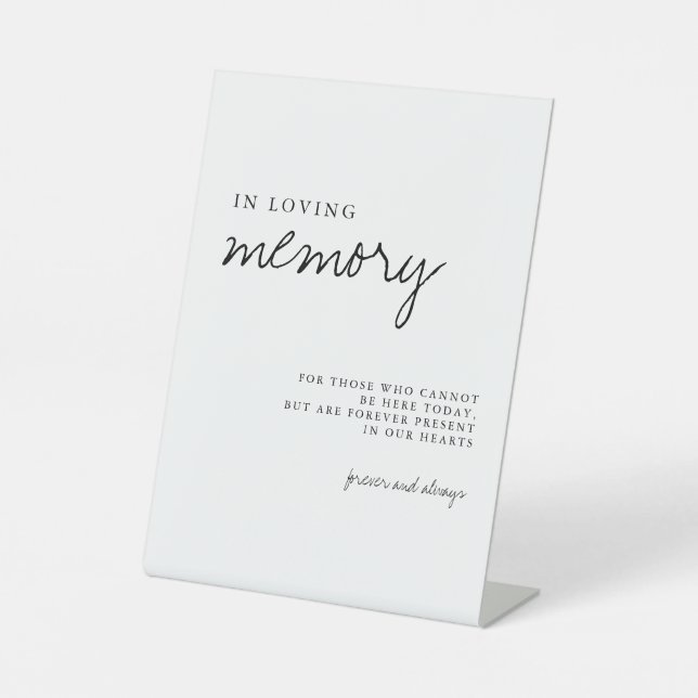 In Love Memory Modern Simple Wedding Sign Sockelschild (Vorderseite)