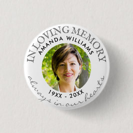 In Love Memory Modern White Foto Memorial Button