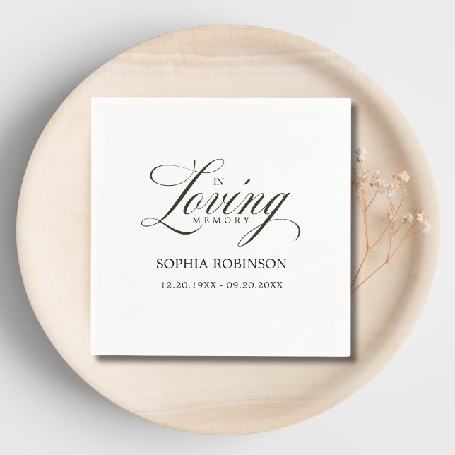 In Love Memory Moderne elegante Script-Beerdigung Serviette (Von Creator hochgeladen)