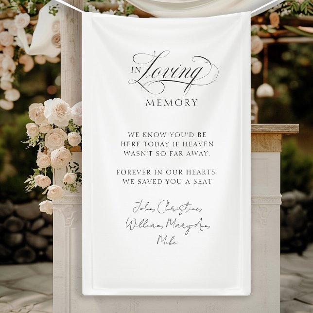 "In Love Memory" Moderne, Kalligrafie, Hochzeit Banner (Customer specific, modern, calligraphy, wedding, memorial, script font, white, banner. )