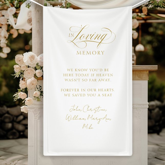 "In Love Memory" Moderne, Kalligrafie, Hochzeit Banner (Customer specific, modern, calligraphy, wedding, memorial, script font, white, banner. )