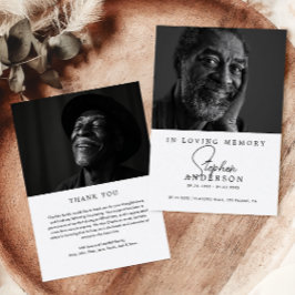 In Love Memory Moderne Minimalistische 2-Foto Beer Dankeskarte