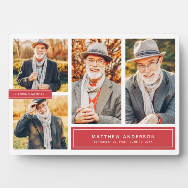 In Love Memory Modernes Color Multi-Foto Fotoplatte (Vorderseite)