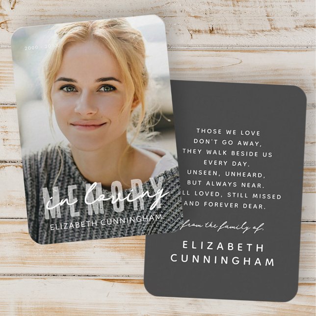 In Love Memory Modernes, einfaches, elegantes Foto Visitenkarte (Von Creator hochgeladen)