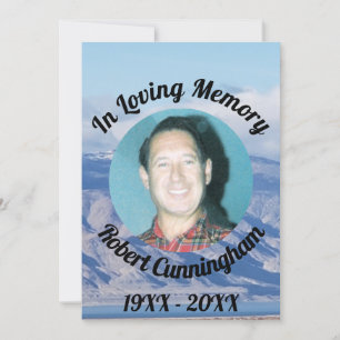 In Love Memory Mountains Foto Memorial Card Einladung