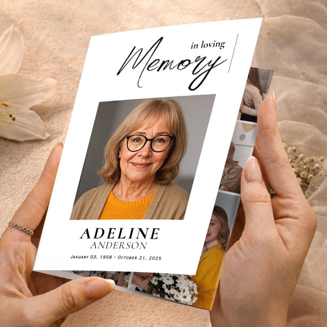 In Love Memory Obituary Foto Dreifach Beerdigung Gefaltete Einladung (Von Creator hochgeladen)