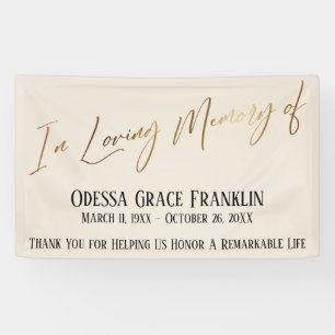 In Love Memory of Gold Handwriting on Cream Banner