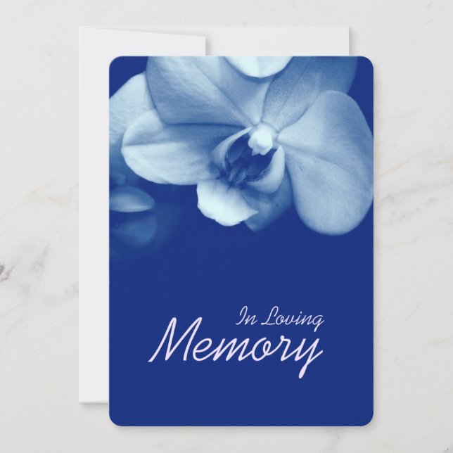In Love Memory Orchid 6 Blue Beerdigung Card Einladung (Vorderseite)