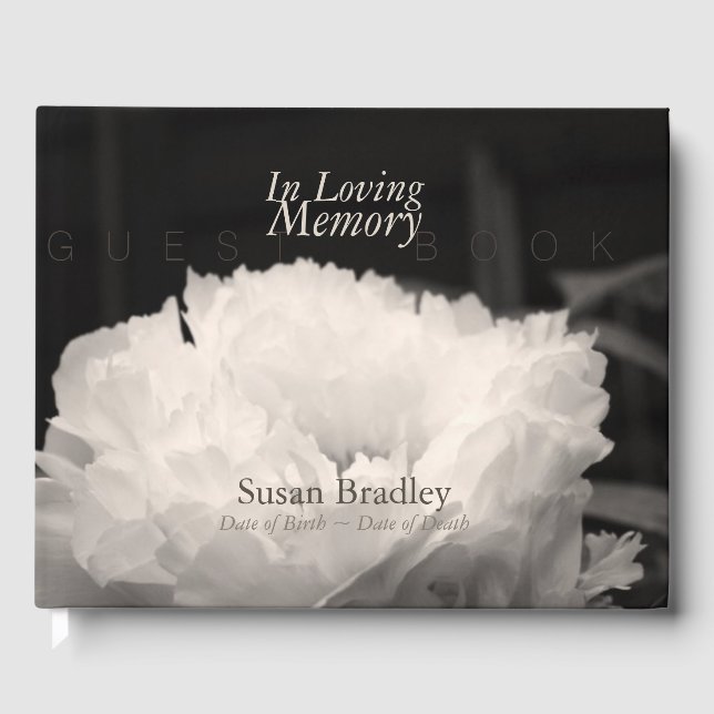 In Love Memory Peony Funeral Gästebuch 1 (Vorderseite)