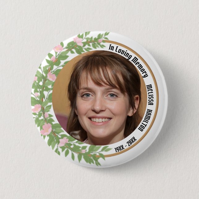In Love Memory Personalisiert Foto Beerdigung Button (Vorderseite)