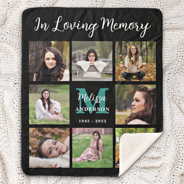 In Love Memory Personalize 8 Picture Memorial Sherpadecke (Von Creator hochgeladen)