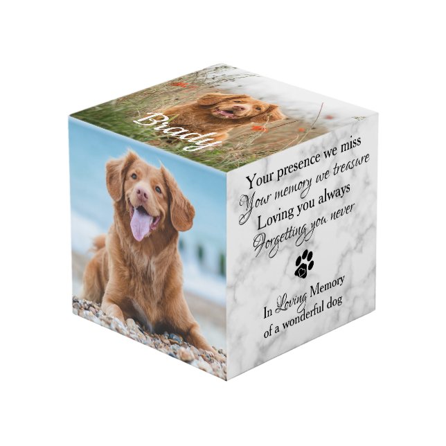 In Love Memory Pet Loss Geschenk Pet Memorial Foto Würfel (Vorderseite Schrägansicht)