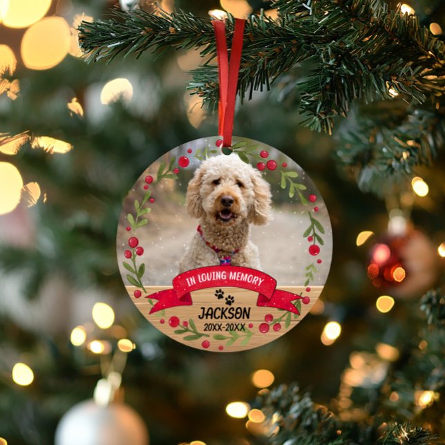 In Love Memory Pet Memorial 2-Foto Keepake Ornament (in loving memory christmas pet photo ornament )