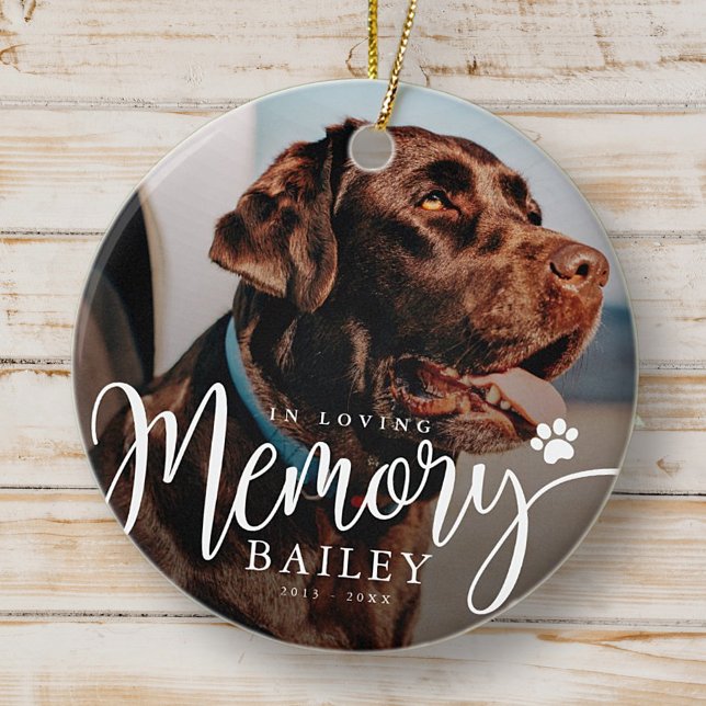 In Love Memory Pet Memorial Modern Simple Foto Keramik Ornament (Von Creator hochgeladen)