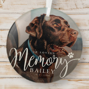 In Love Memory Pet Memorial Modern Simple Foto Ornament Aus Glas