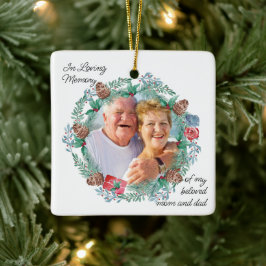 In Love Memory Pine Cone Kranz Foto Keramikornament