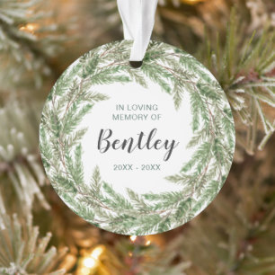 In Love Memory Pine Wreath Foto Pet Memorial Ornament