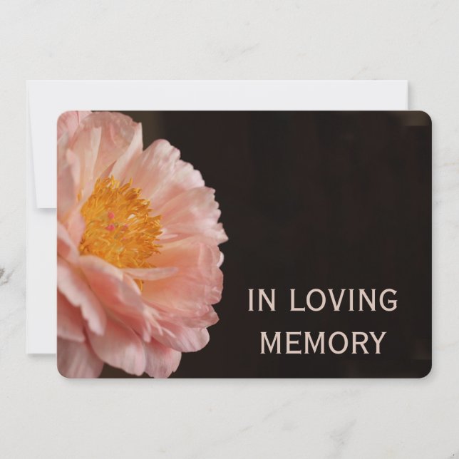 In Love Memory Pink Peony Einladung (Vorderseite)