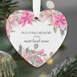 In Love Memory Pink Poinsettia Herz geformt Orna Ornament