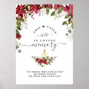 In Love Memory Poinsettia Candle Memorial-Zeichen Poster