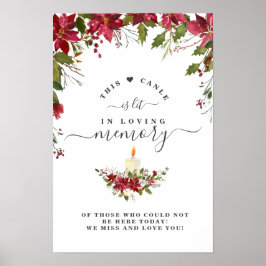 In Love Memory Poinsettia Candle Memorial-Zeichen Poster