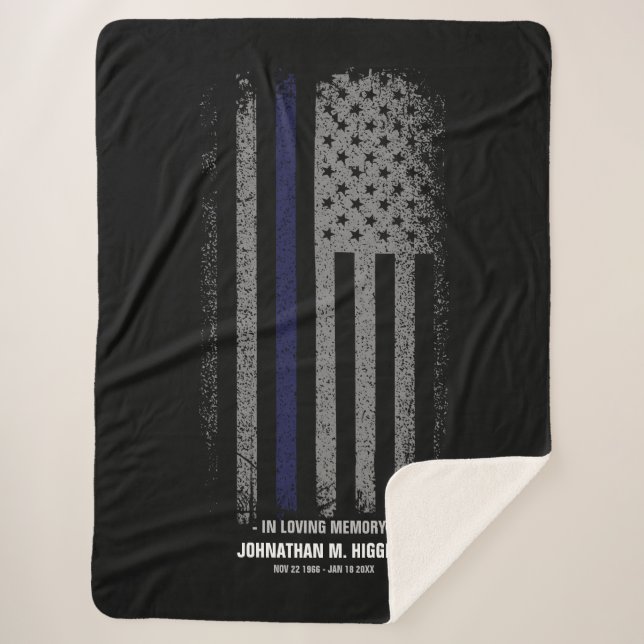 In Love Memory Police Thin Blue Line Flag Sherpadecke (Vorderseite)