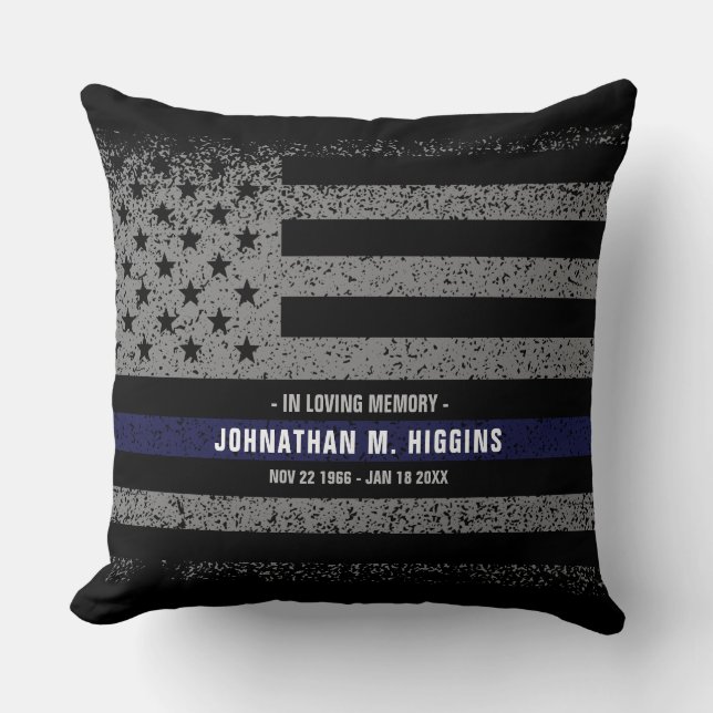 In Love Memory Police Thin Blue Line Pillow Kissen (Vorderseite)