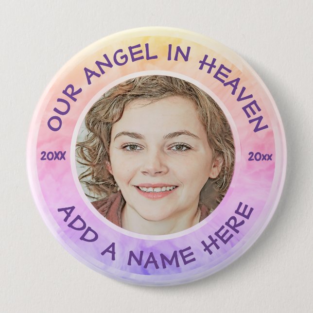 In Love Memory Rainbow Custom Foto Memorial Button (Vorderseite)
