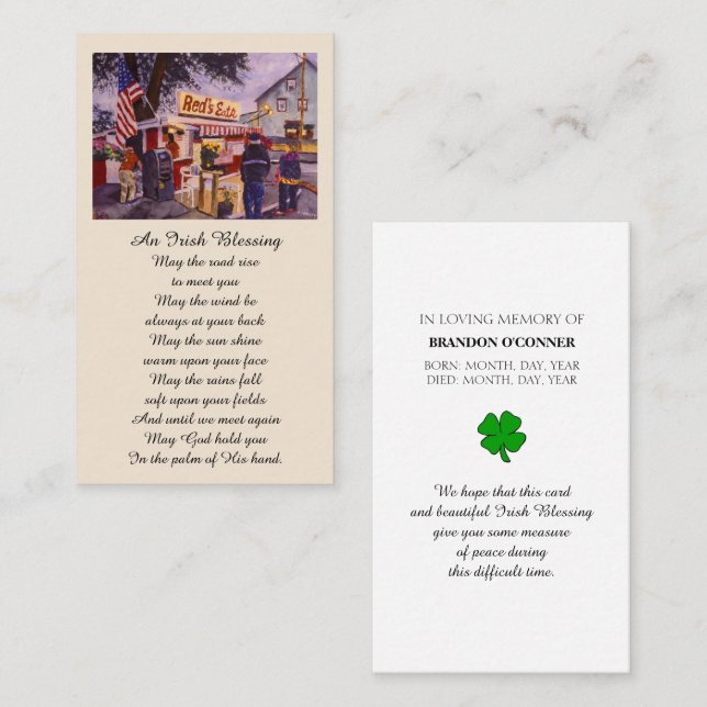 In Love Memory Red essen Gebet Card Visitenkarte (Vorne/Hinten)