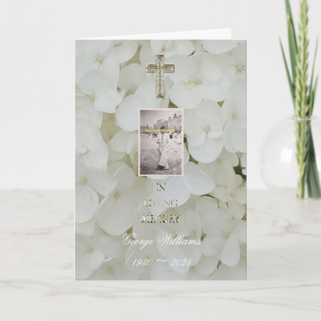 In Love Memory Religious Cross floral Foto Ankündigung (Vorderseite)
