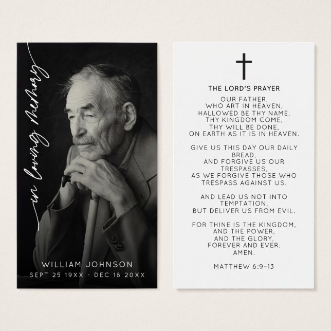 In Love Memory Remembrance Foto Beerdigung Gebet (Vorne & Hinten)
