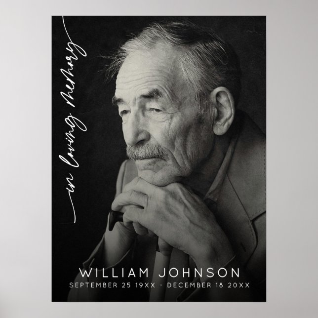 In Love Memory Remembrance Foto Beerdigung Poster (Vorne)