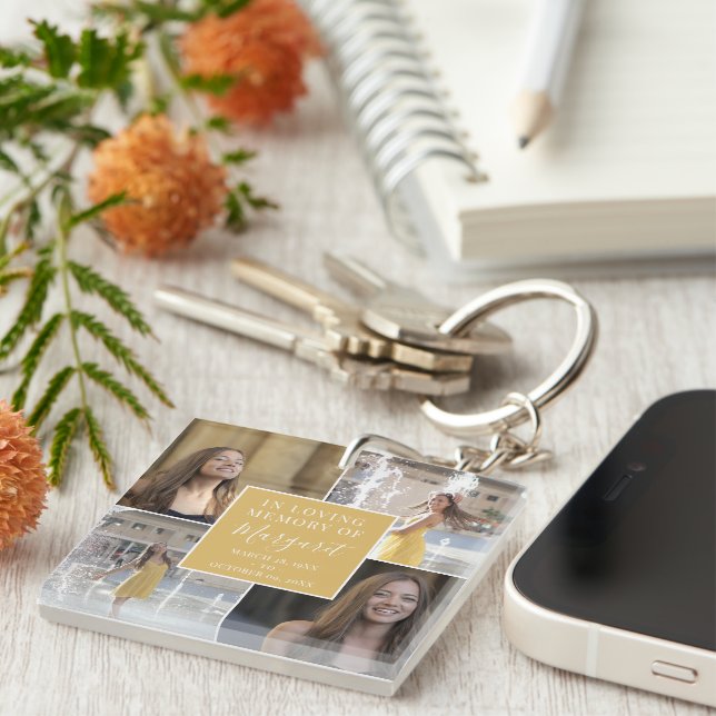 In Love Memory Remembrance FotoCollage Schlüsselanhänger (Vorderseite rechts)