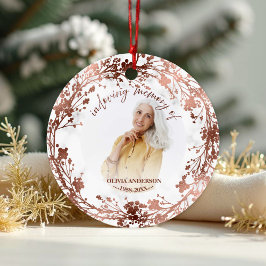 In Love Memory Rose Foil Foto Memorial Keramik Ornament