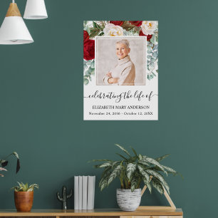In Love Memory Rote Rosen floral Foto Poster