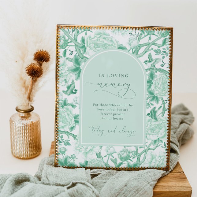 In Love Memory | Sage Chinoiserie Wedding Sign Poster (Von Creator hochgeladen)