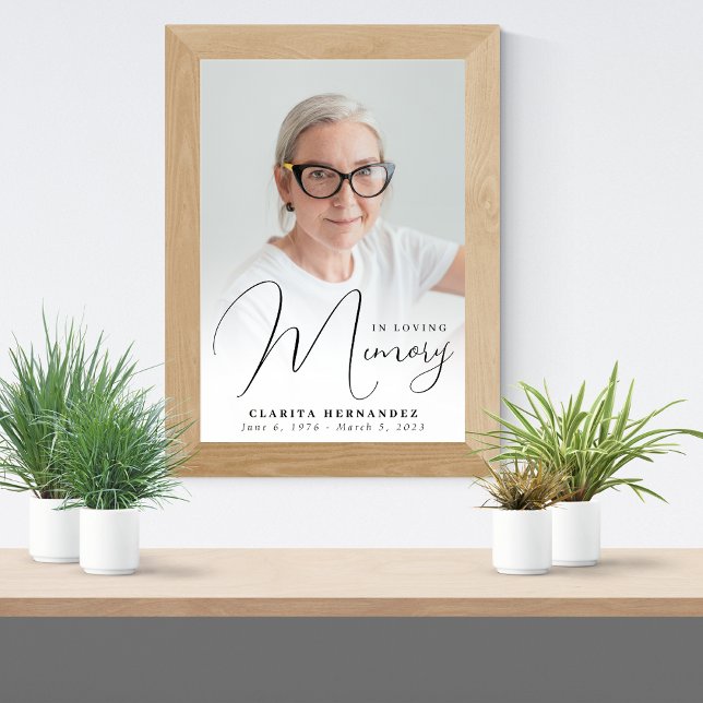 In Love Memory Script Elegantes Foto Beerdigung Poster (Von Creator hochgeladen)