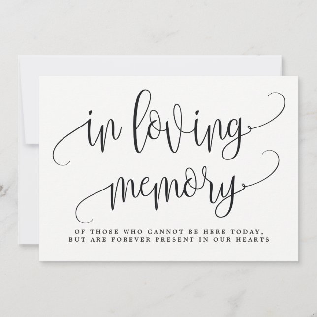 In Love Memory Sign - Liebliche Kalligrafie Einladung (Vorderseite)