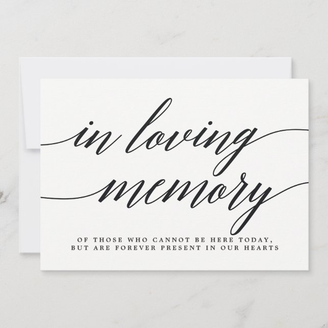 In Love Memory Sign - Modern Script (Vorderseite)