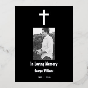 In Love Memory Silver Cross Tod Anniversary Folien Feiertagspostkarte