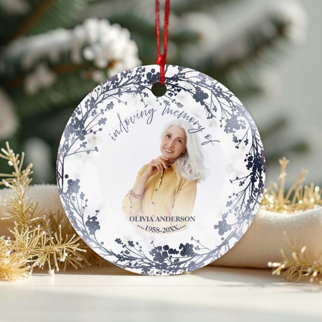 In Love Memory Silver Foil Foto Memorial Keramik Ornament (Von Creator hochgeladen)