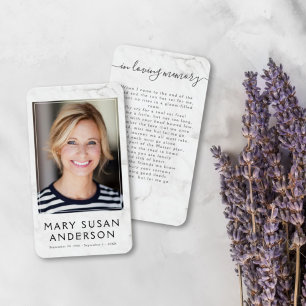 In Love Memory Simple Marble Foto Poem Card