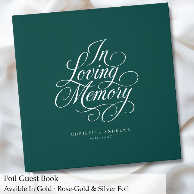 "In Love Memory" Skript-Schriftart Beerdigung beib Gästebuch ("In Loving Memory" Script Font Keepsake Funeral Guest Book)