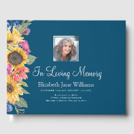 In Love Memory Sonnenblumen & Blau Gästebuch