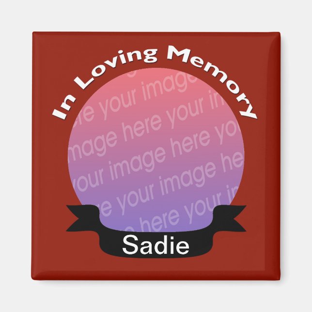 In Love Memory Square Foto Magnet Red (Vorne)