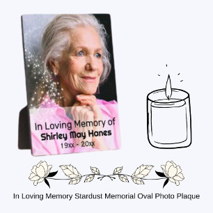 In Love Memory Stardust Memorial Oval Foto Fotoplatte